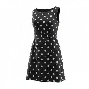 Connected Apparel Black and White Polka Dot Mini Dress